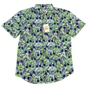 RSVLTS Disney Haunted Mickey Mouse Green 2024 Halloween Button Up Shirt Size L‎